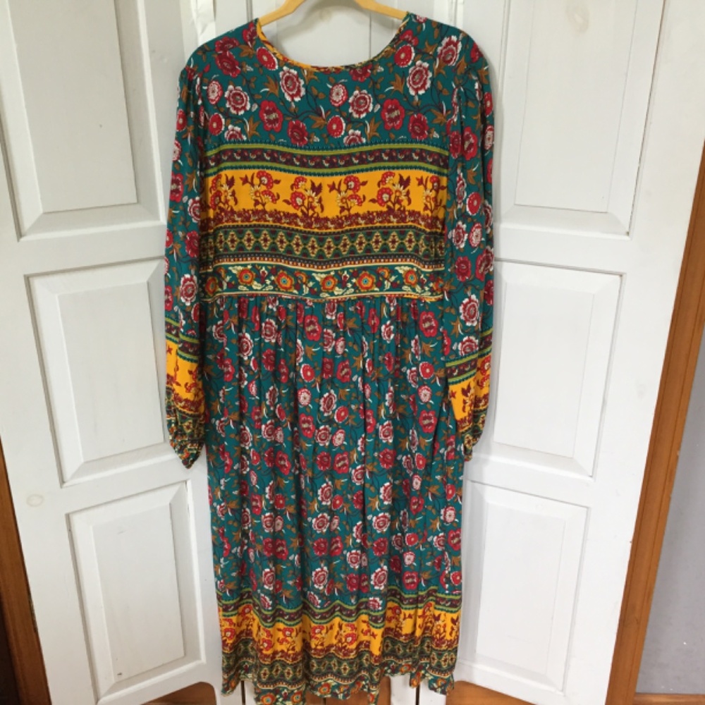 Floral Long Sleeve Dress - Multicolor - Picture 11 of 15